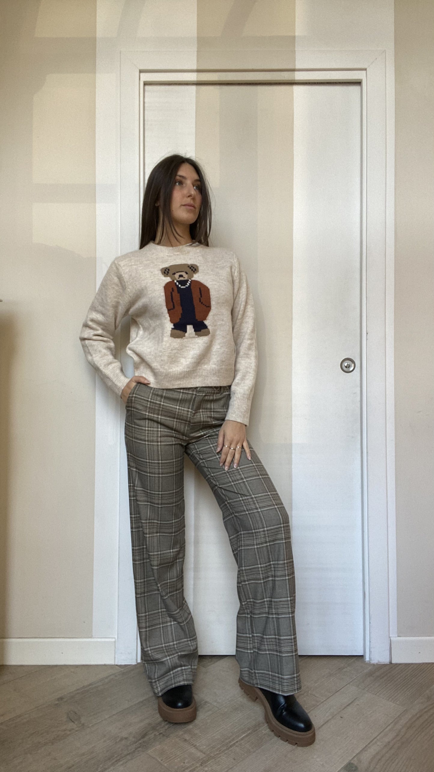 Pantaloni in Tartan Beige