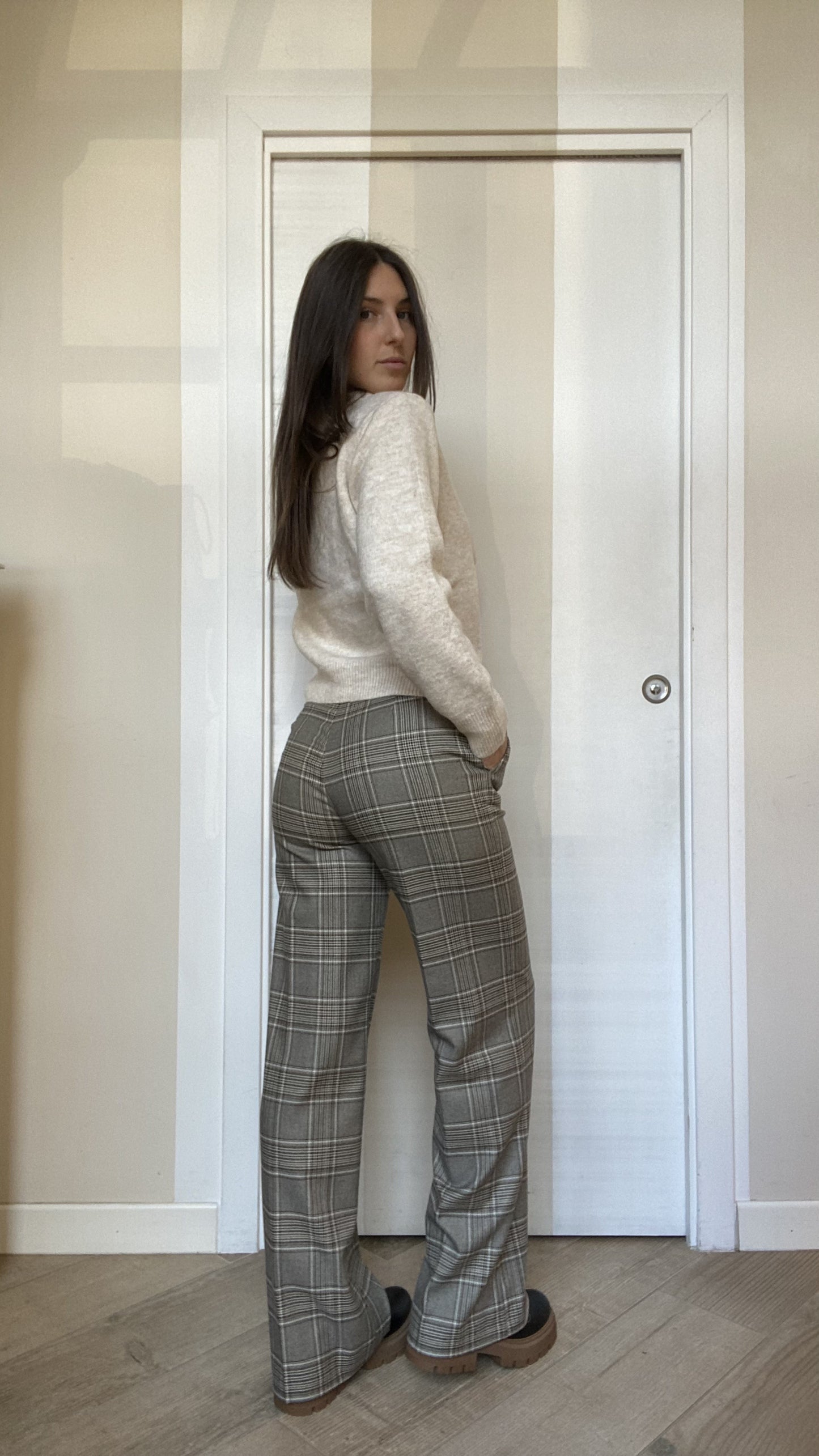 Pantaloni in Tartan Beige