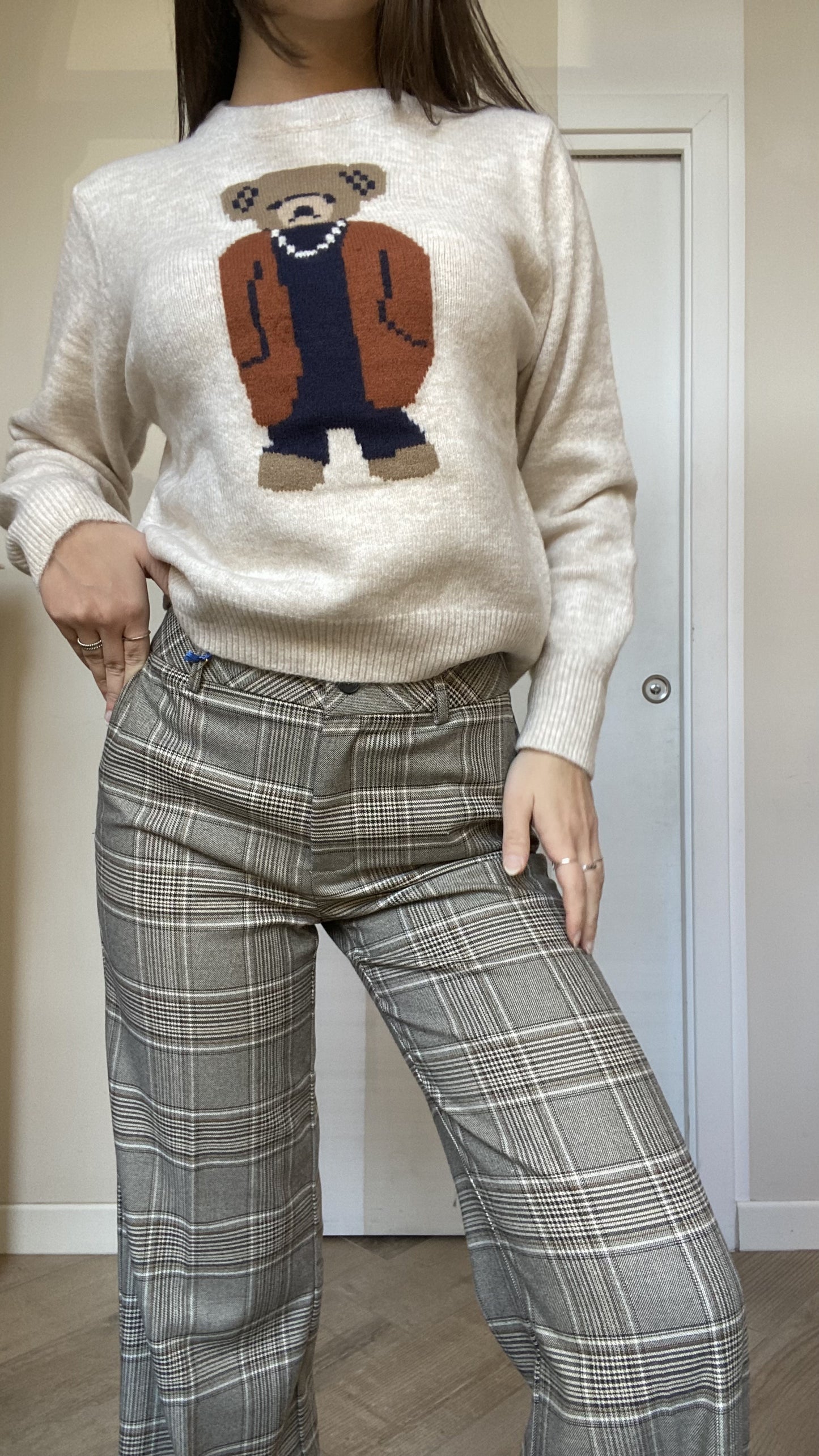 Pantaloni in Tartan Beige
