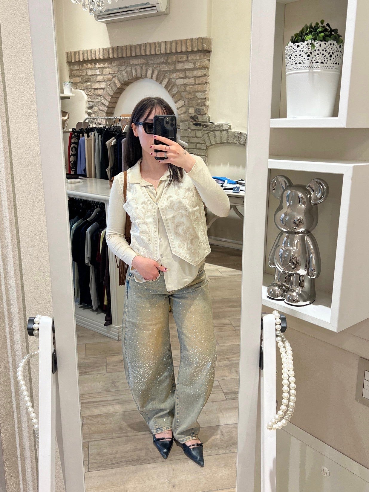 Jeans baloon con strass