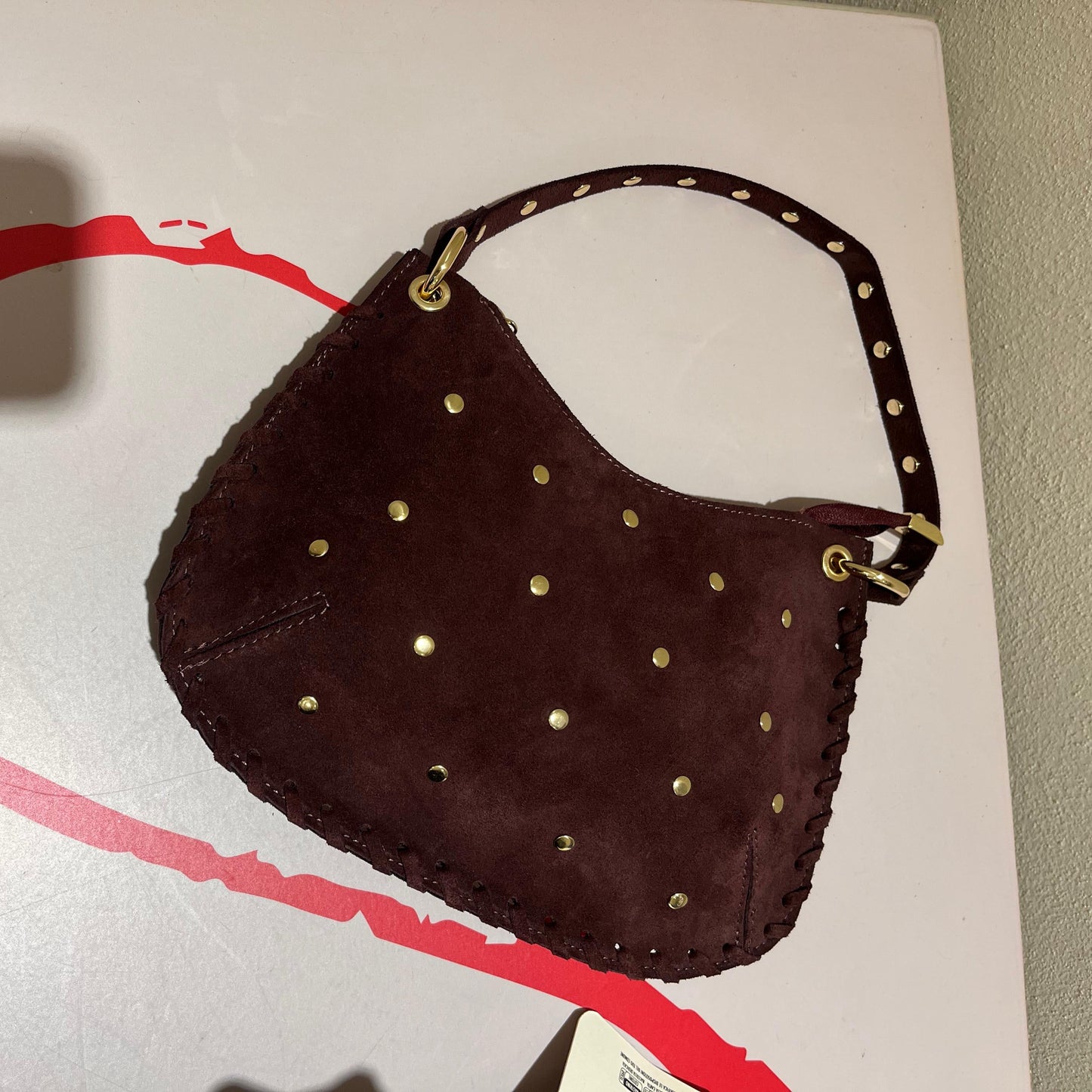 Borsa in camoscio con borchie tonde