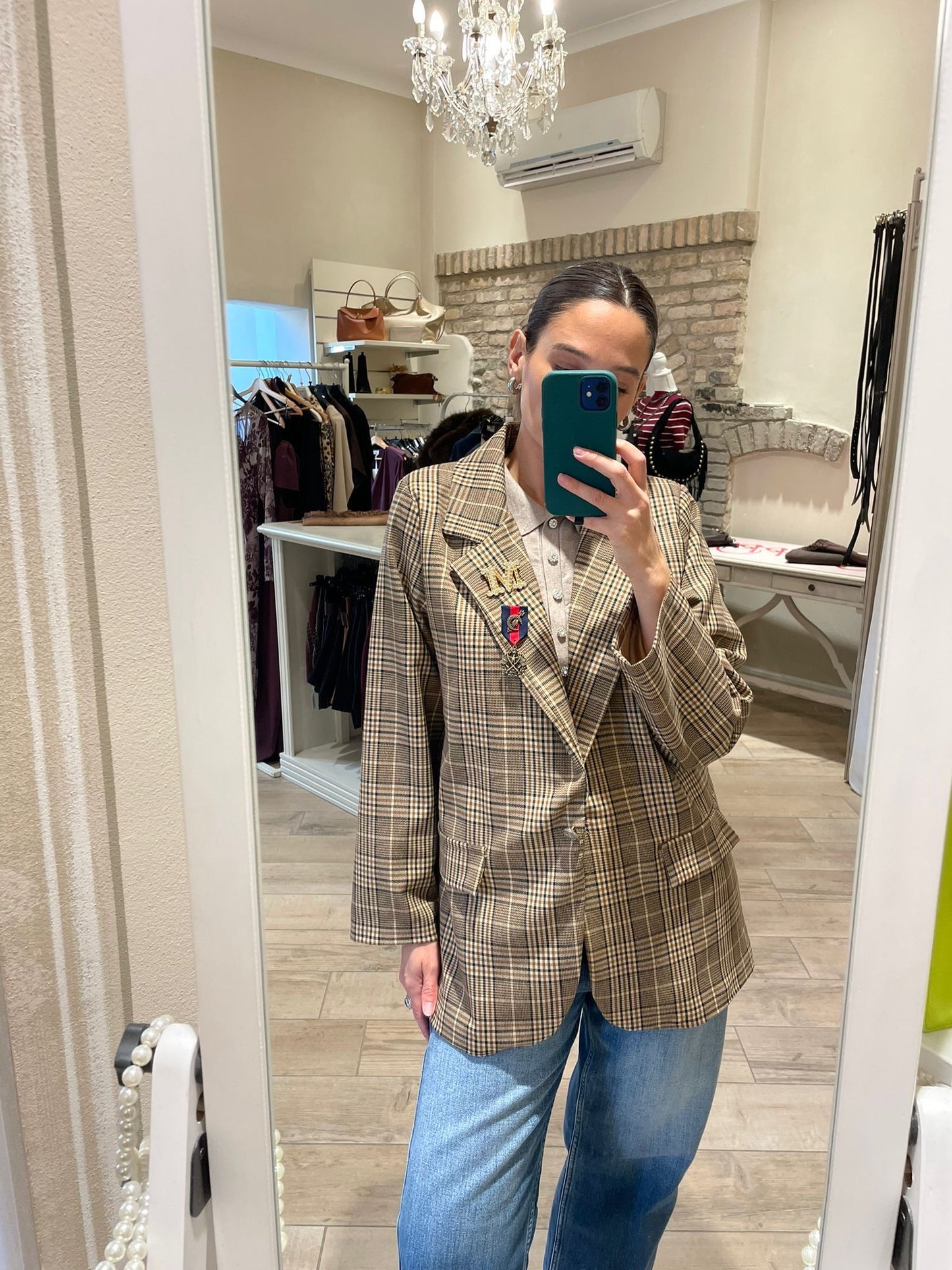 Blazer scozzese beige collision