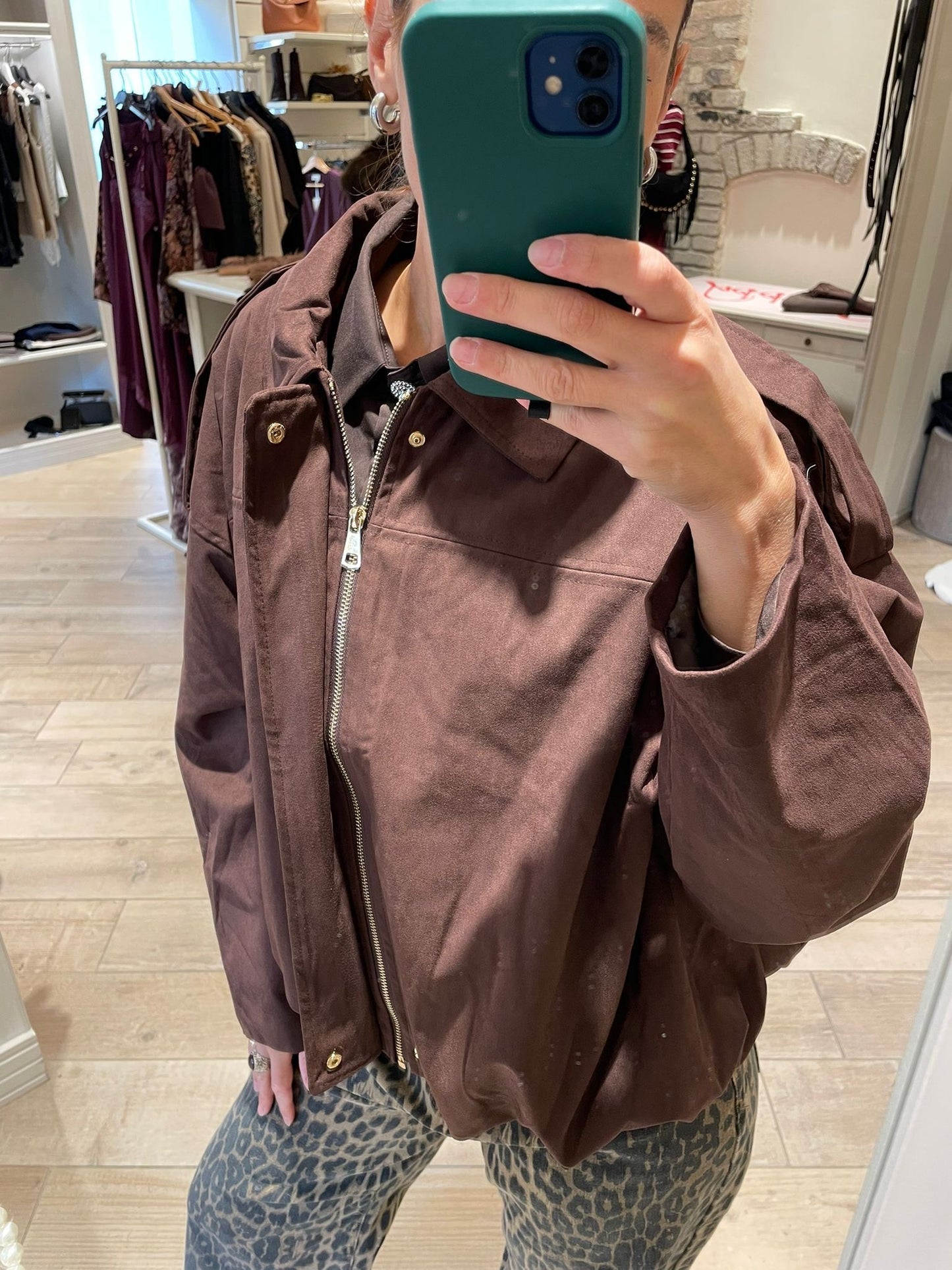Bomber marrone in ecodaino