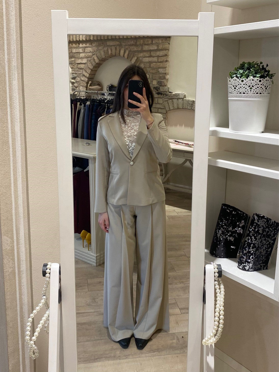 Pantaloni palazzo beige