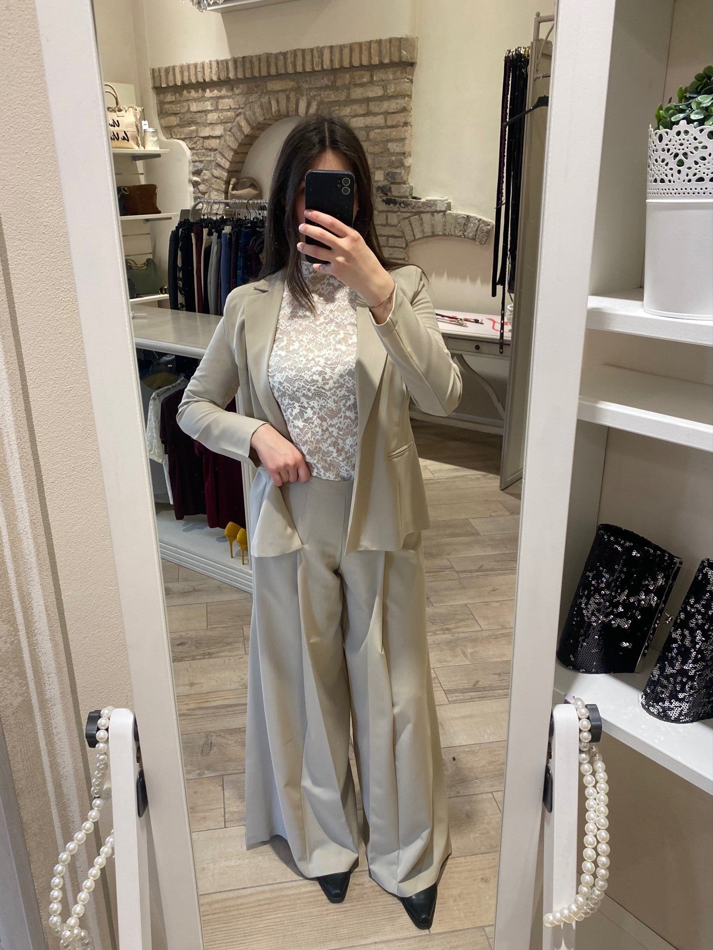 Pantaloni palazzo beige