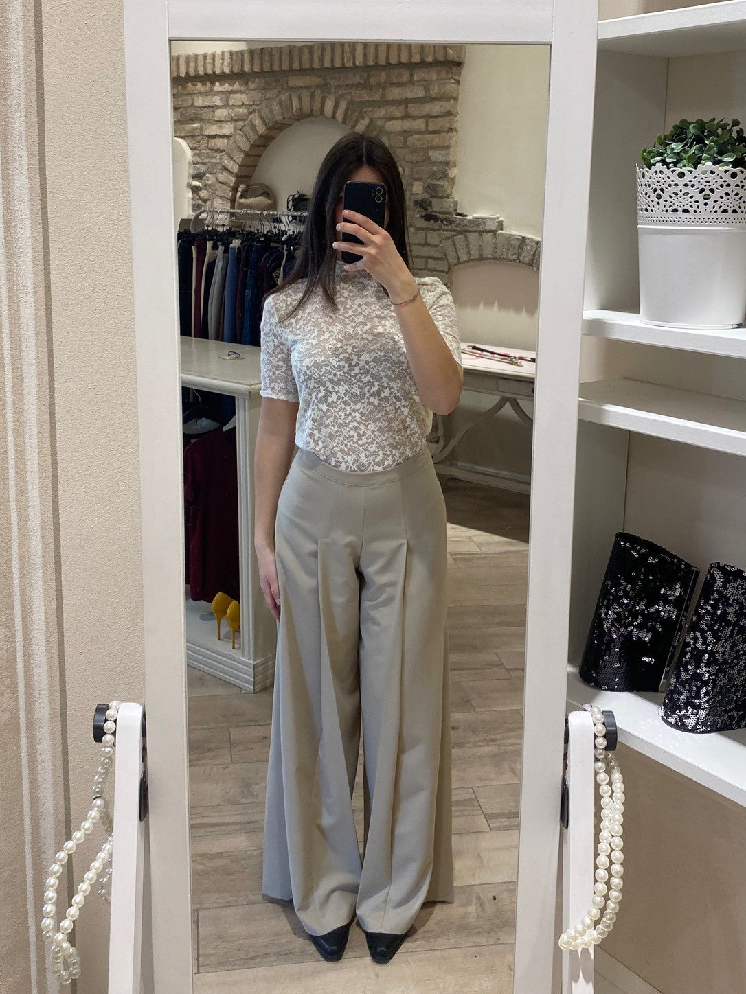 Pantaloni palazzo beige