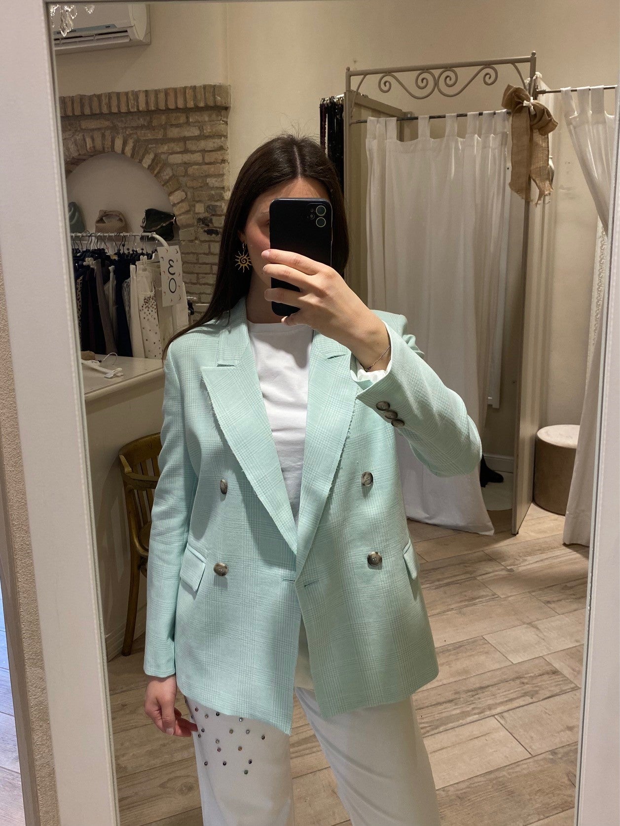 Blazer Vicolo tartan color tiffany