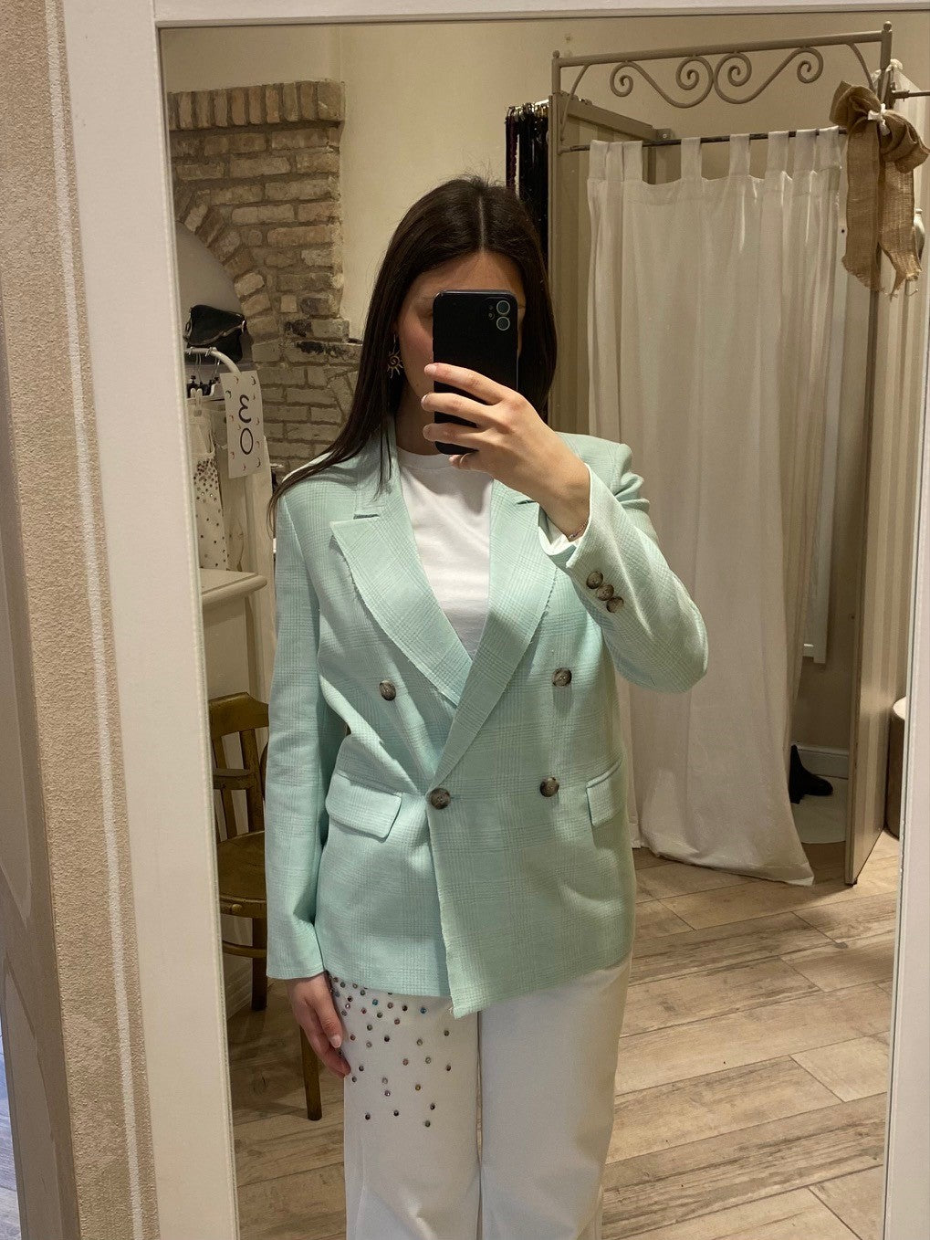 Blazer Vicolo tartan color tiffany
