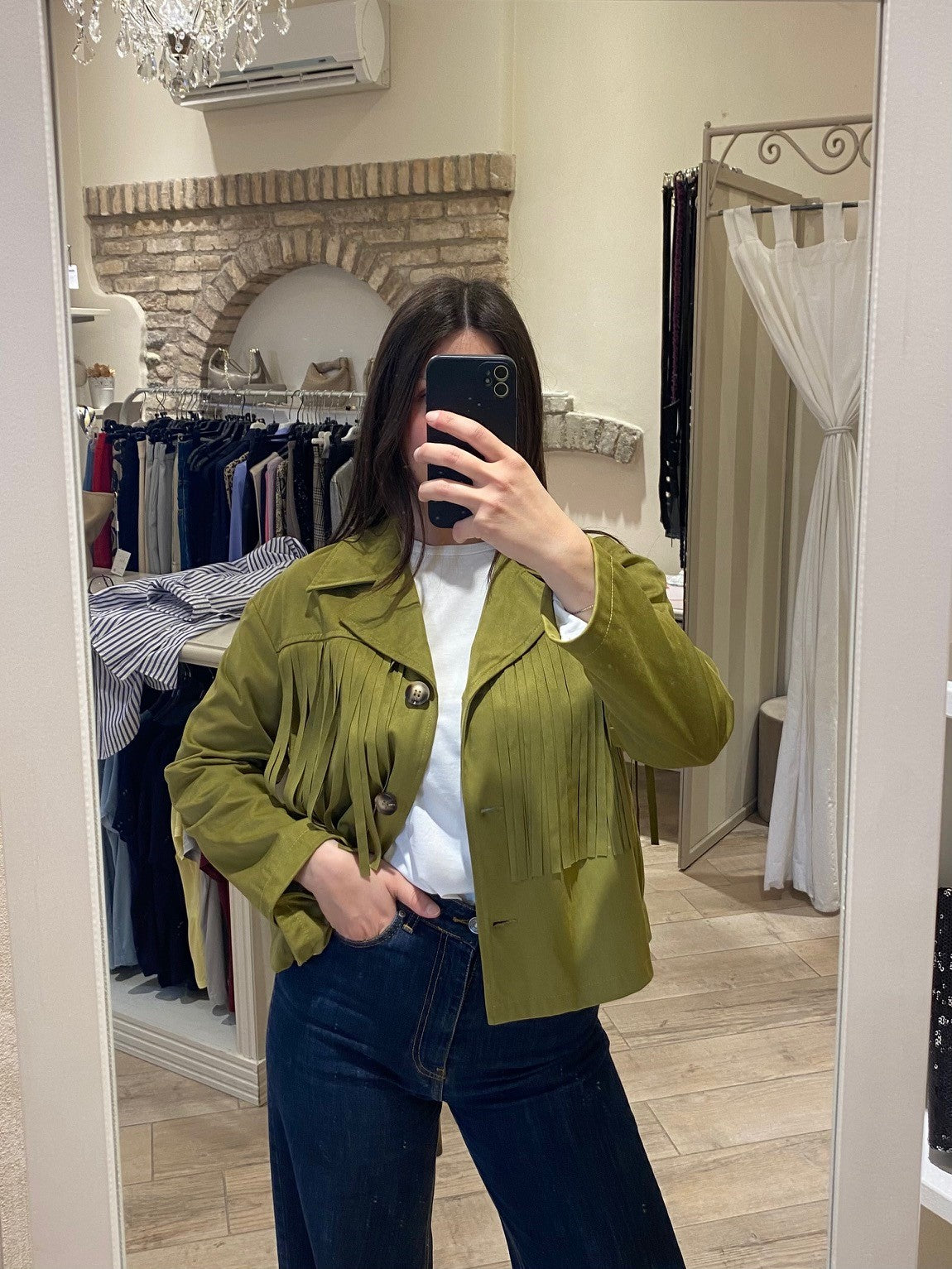 Giacca verde con frange