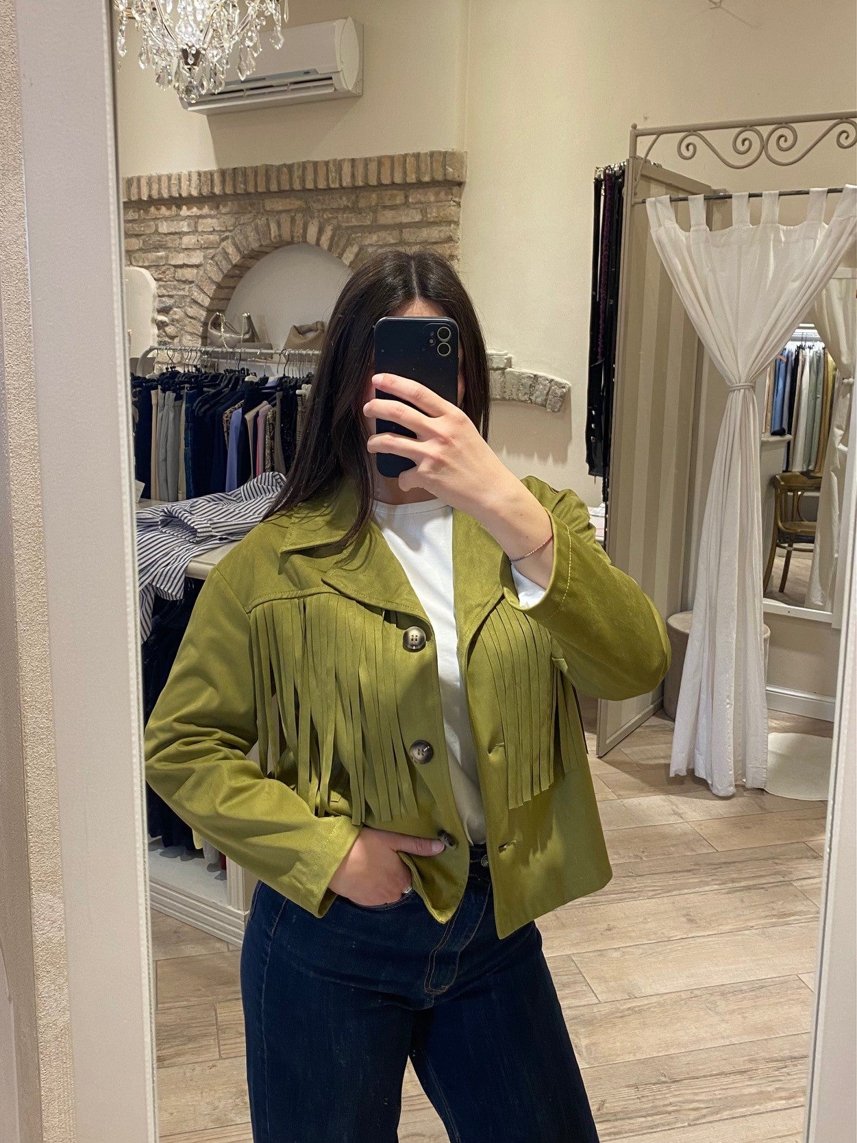 Giacca verde con frange