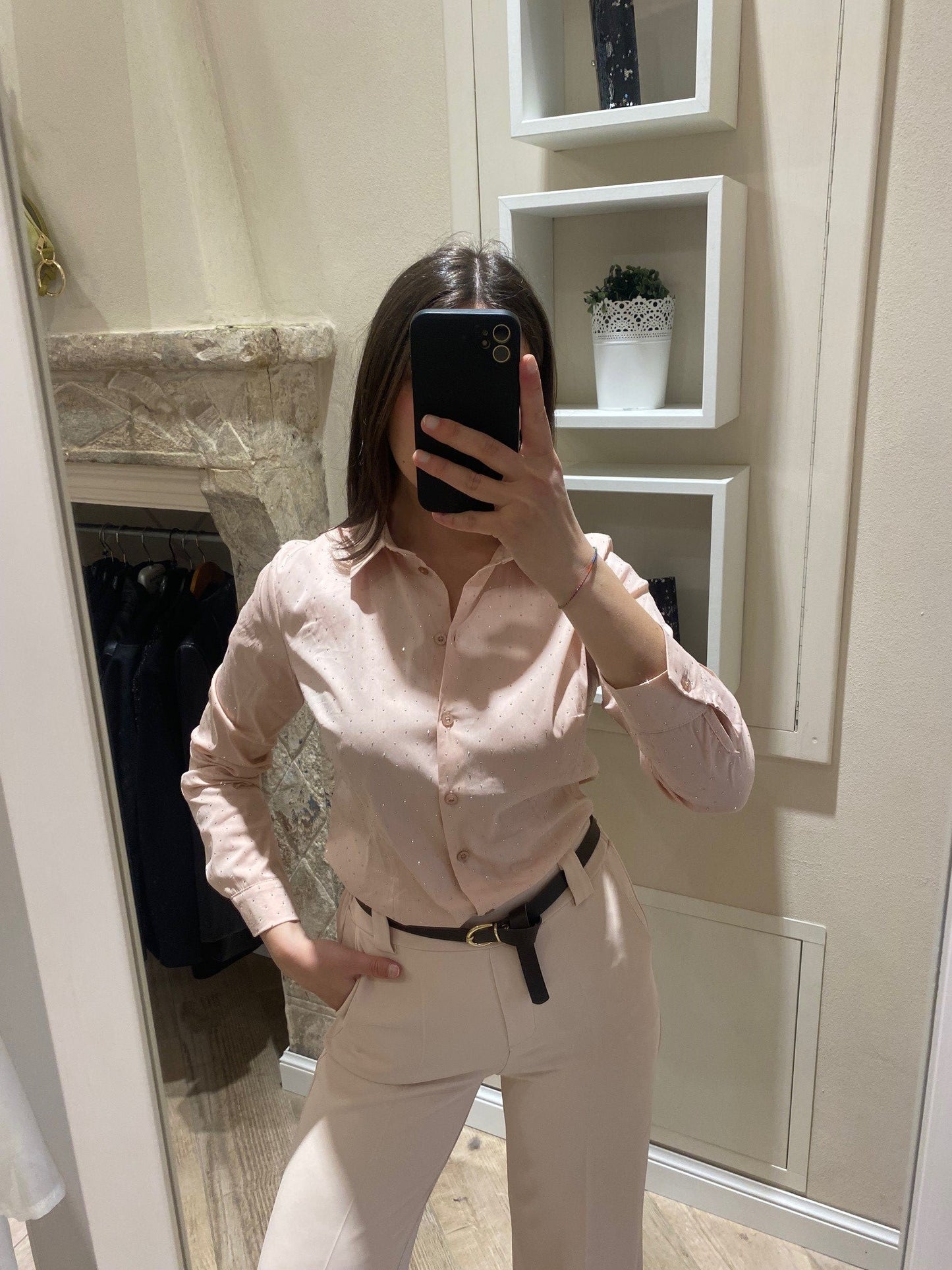 Camicia rosa strass