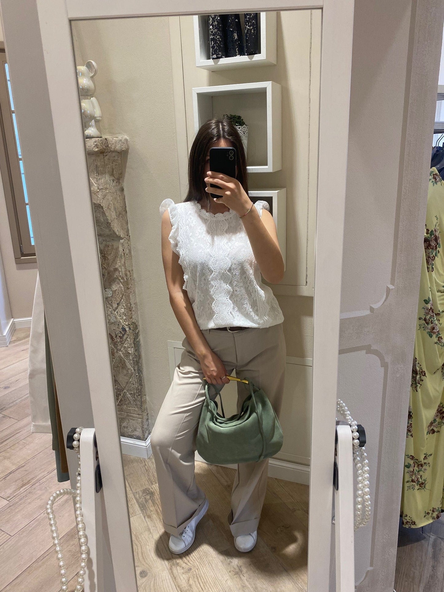 Pantaloni beige in lino