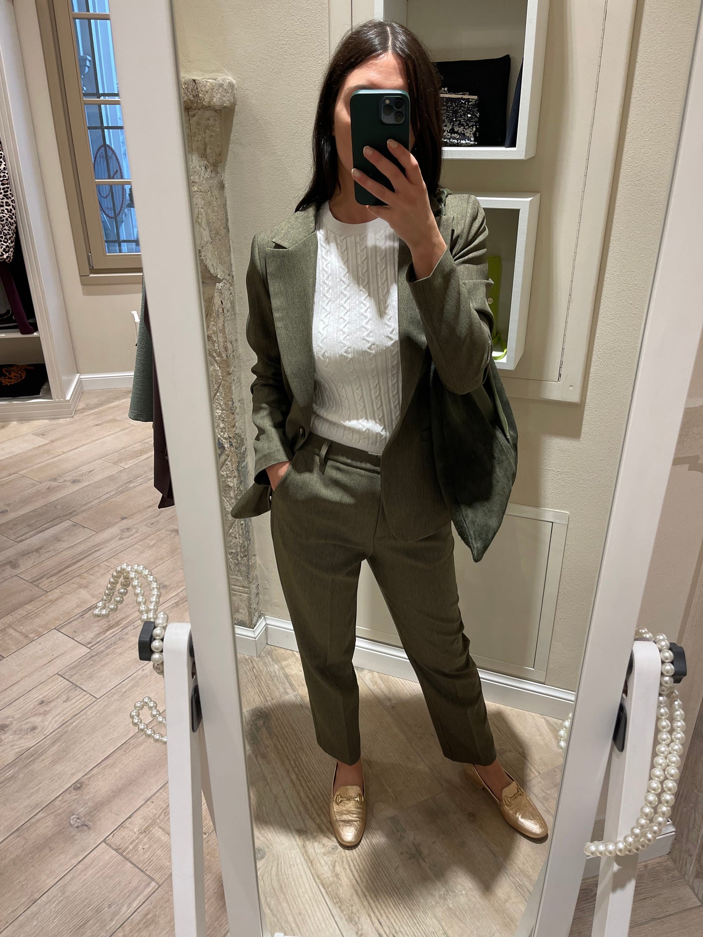 Pantalone sigaretta verde oliva