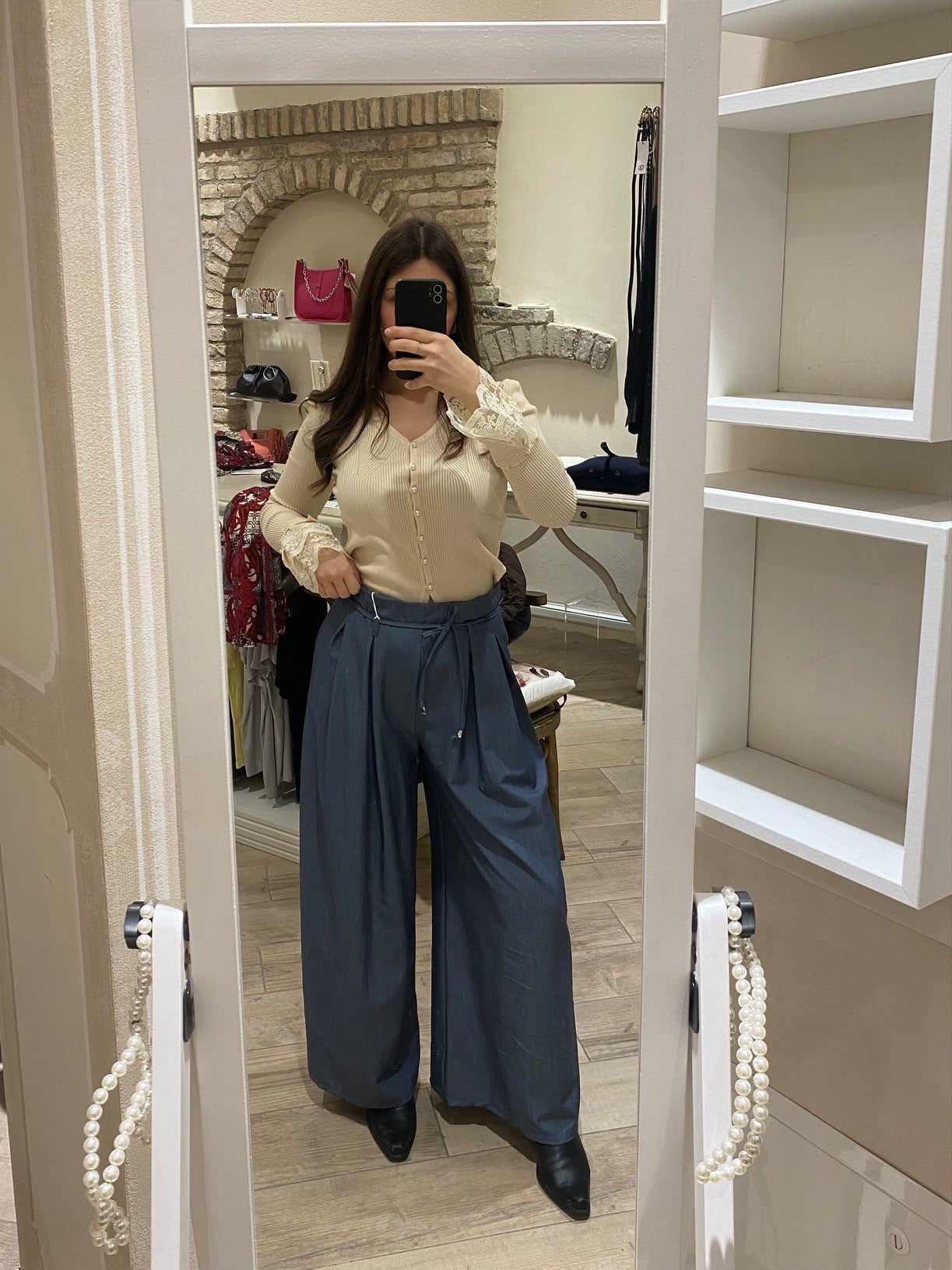 Pantaloni palazzo con pence