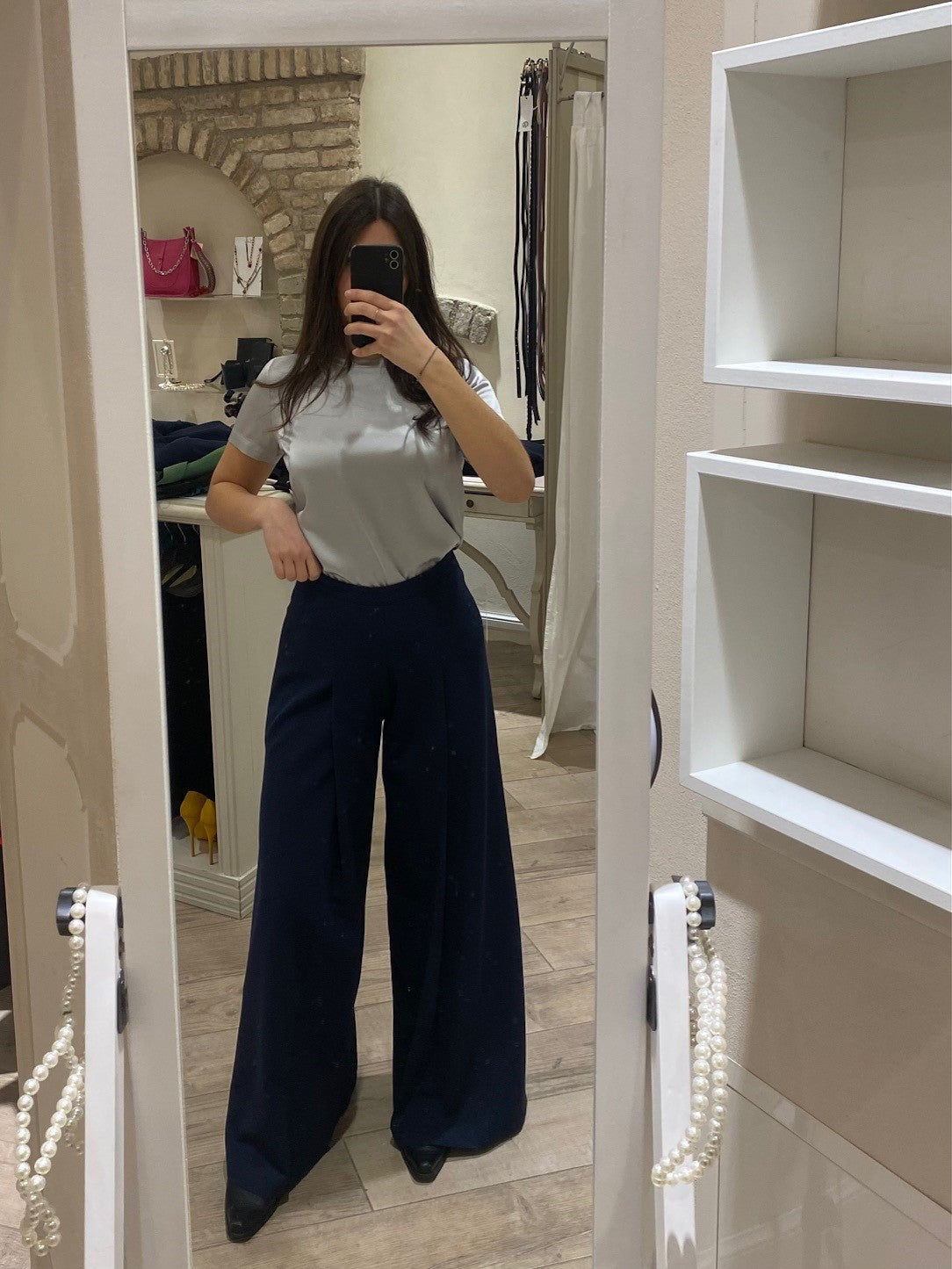 Pantalone palazzo blu navy