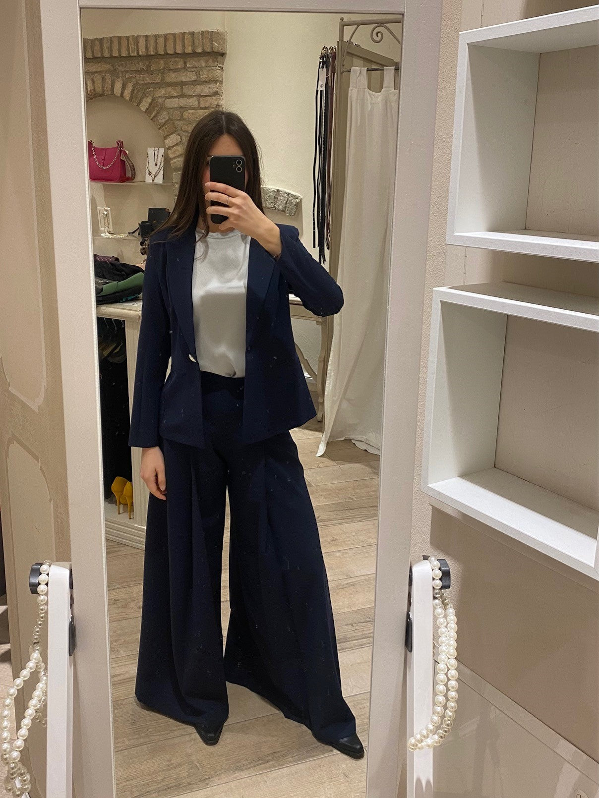 Pantalone palazzo blu navy