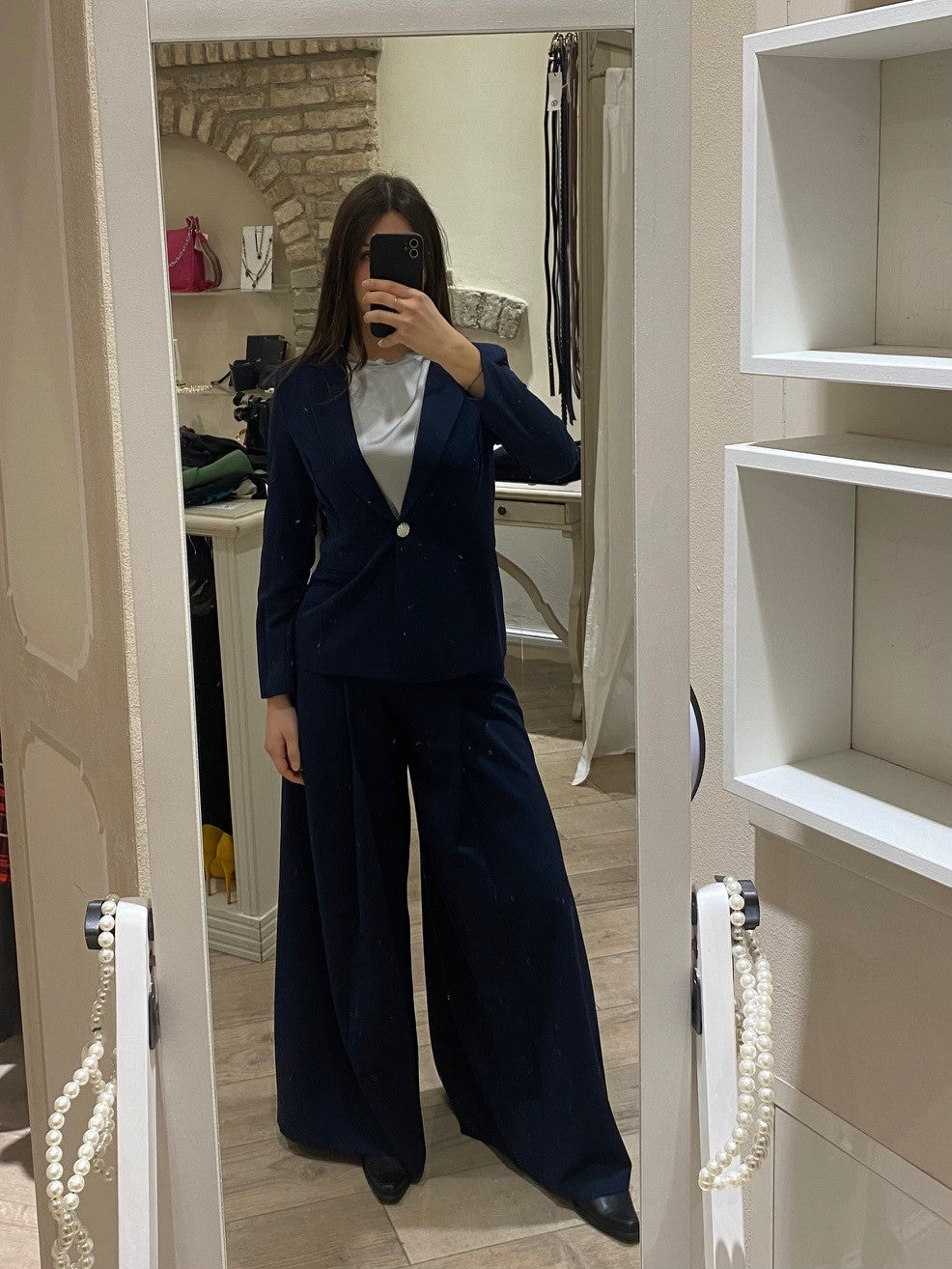 Pantalone palazzo blu navy