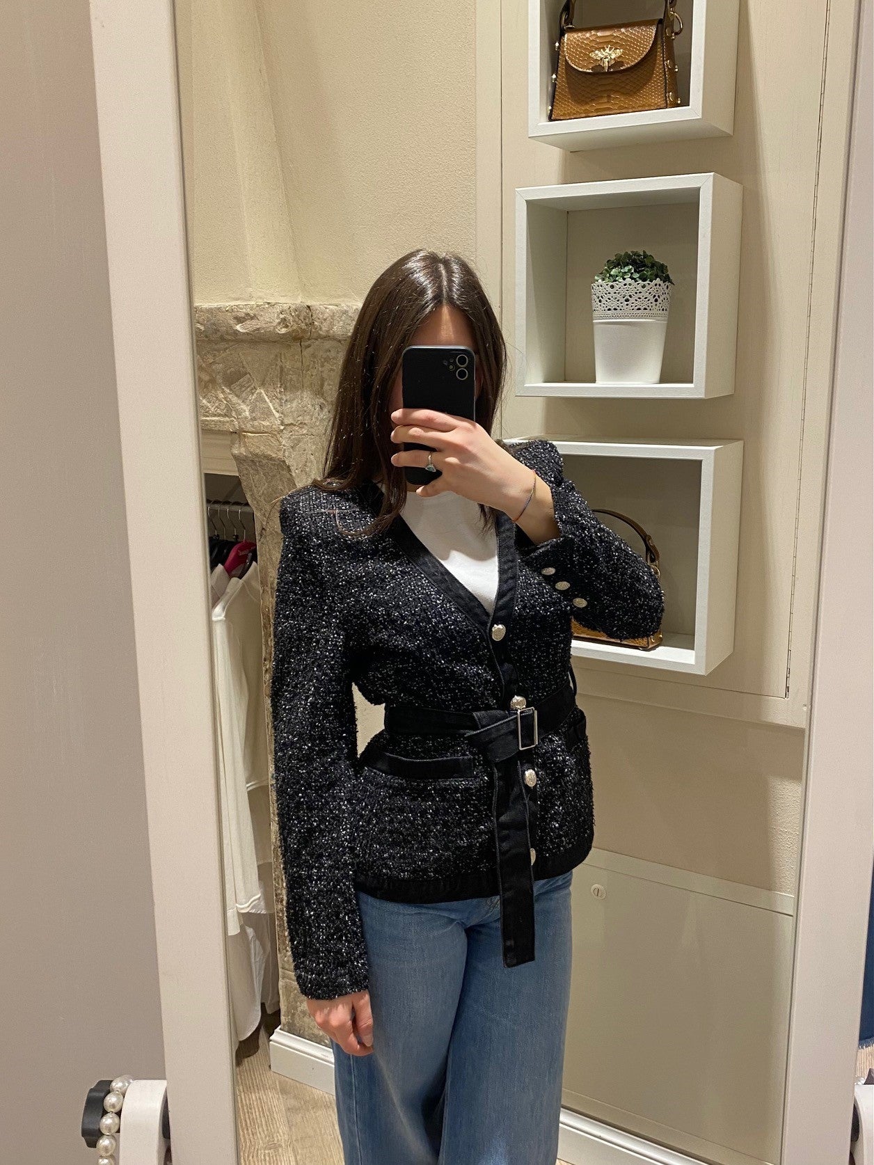 Giacca tweed nera