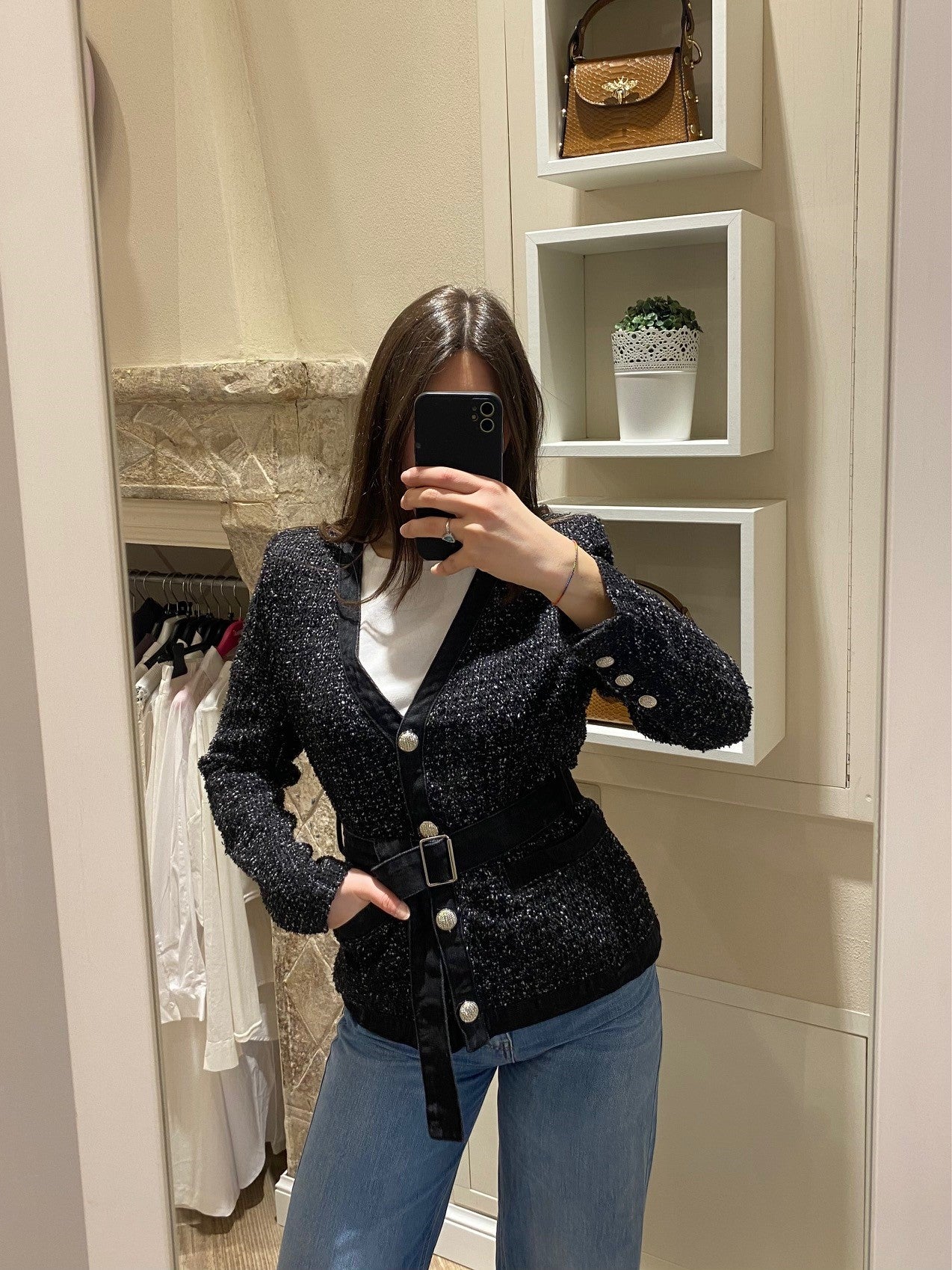 Giacca tweed nera