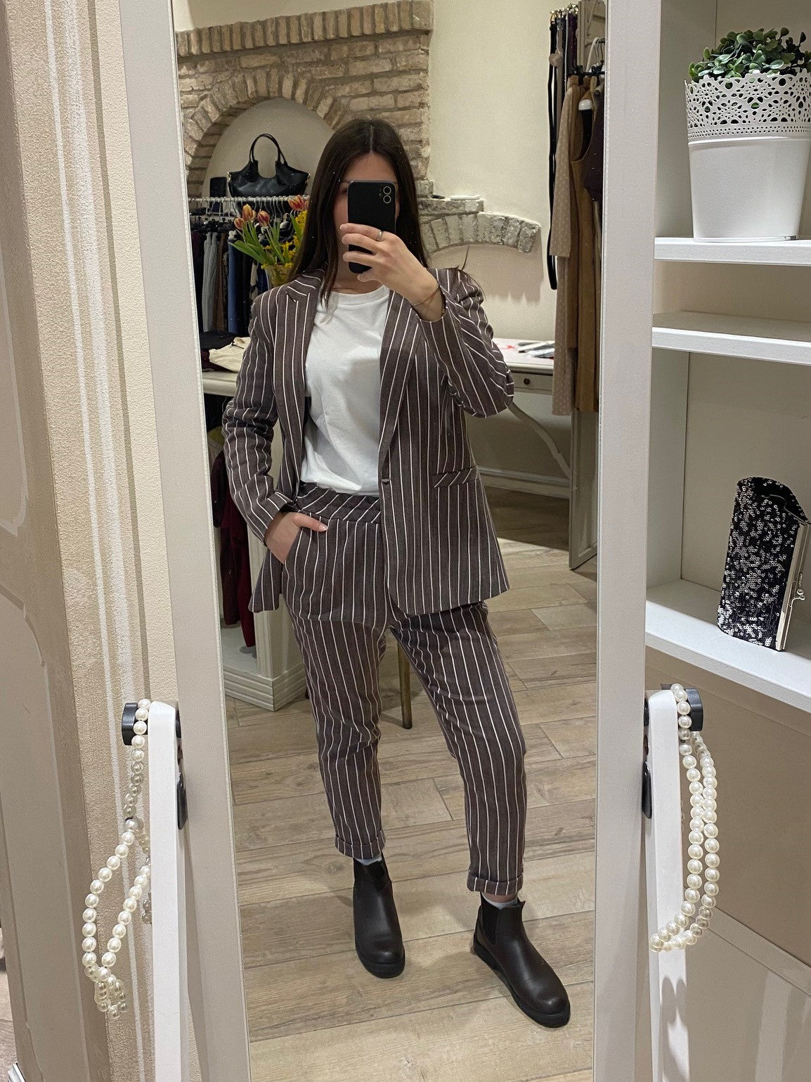 Blazer marrone gessata