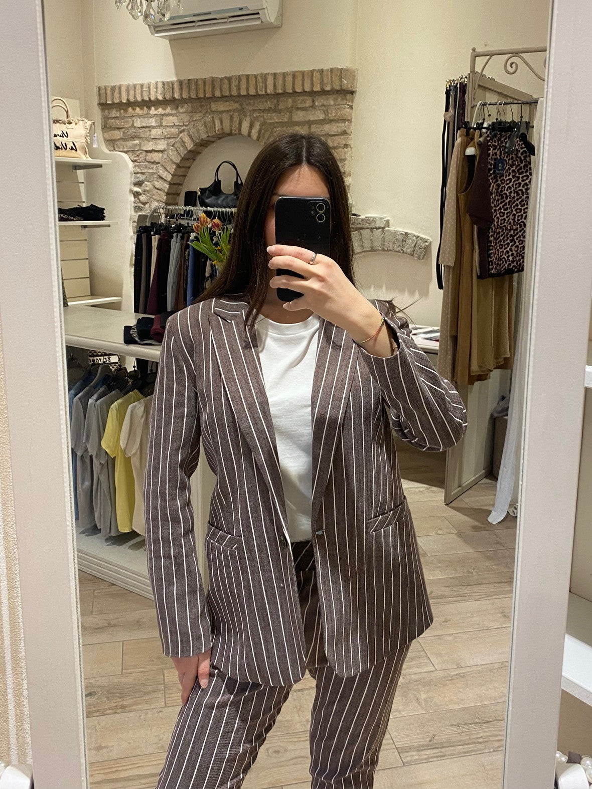 Blazer marrone gessata
