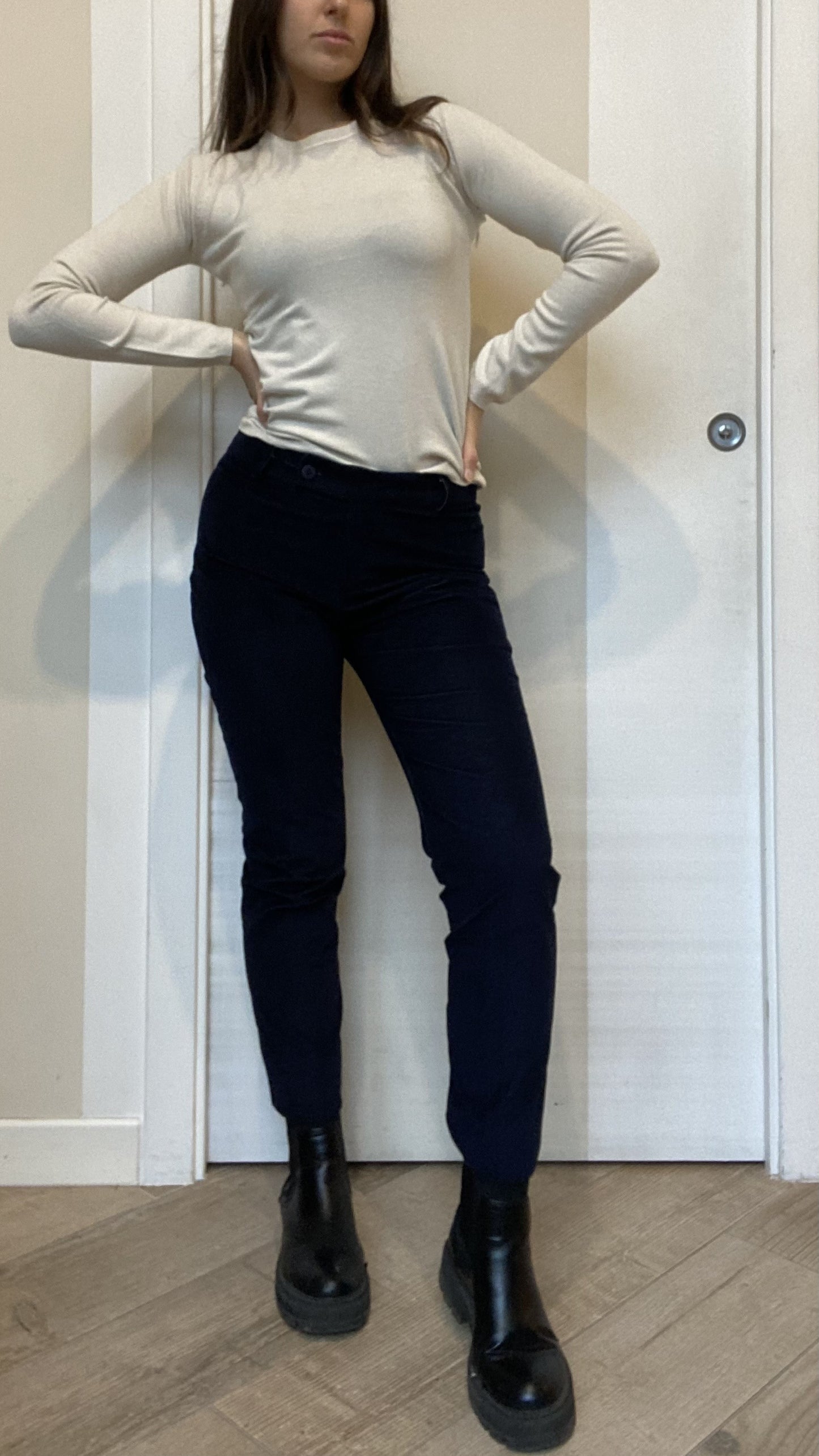 Pantaloni blu navy in velluto