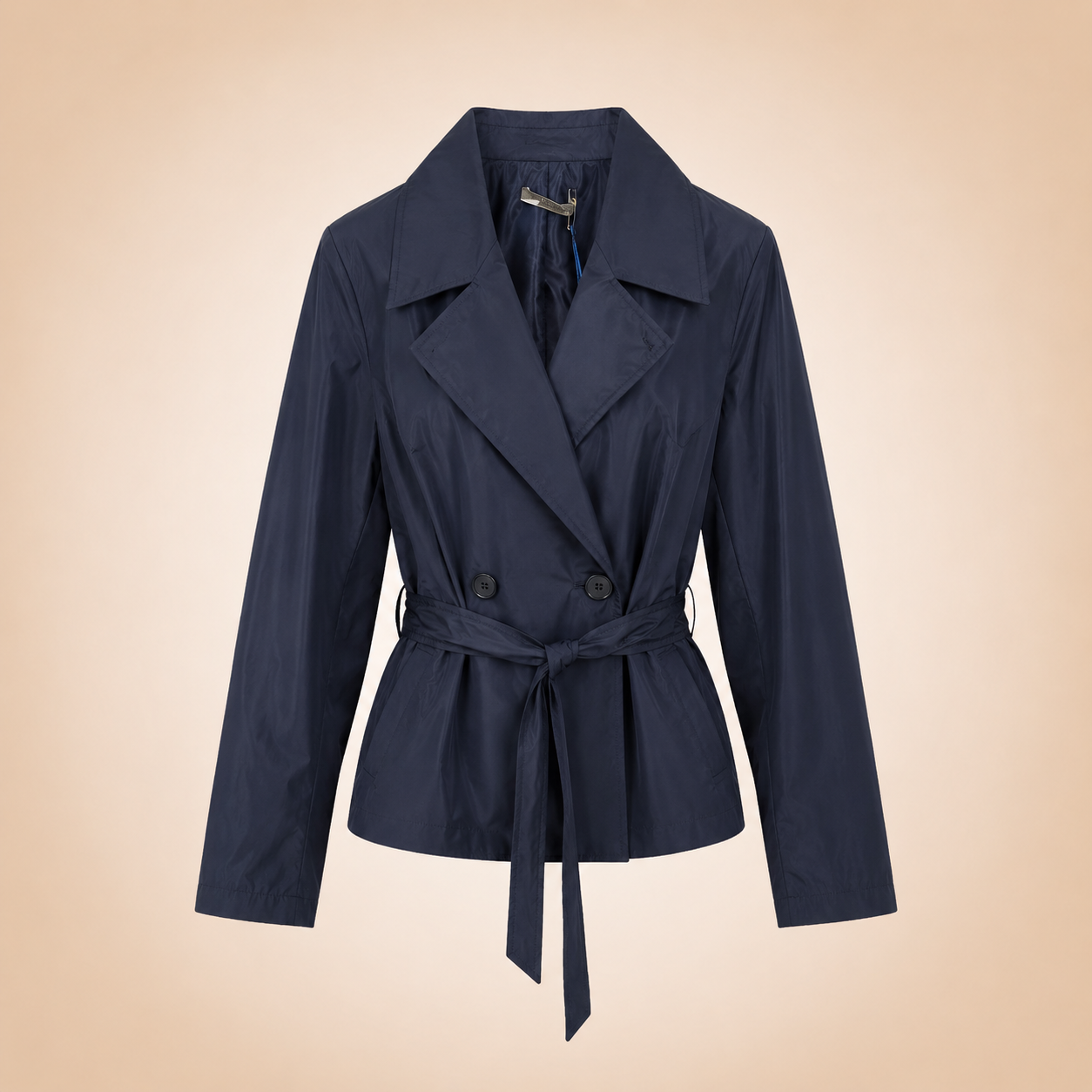 Trench Corto Blu con Cintura