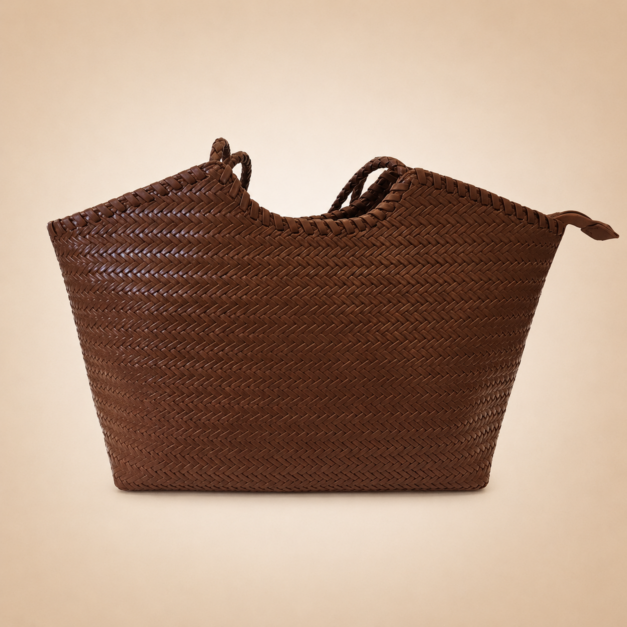 Shopper Intrecciata in Ecopelle Marrone
