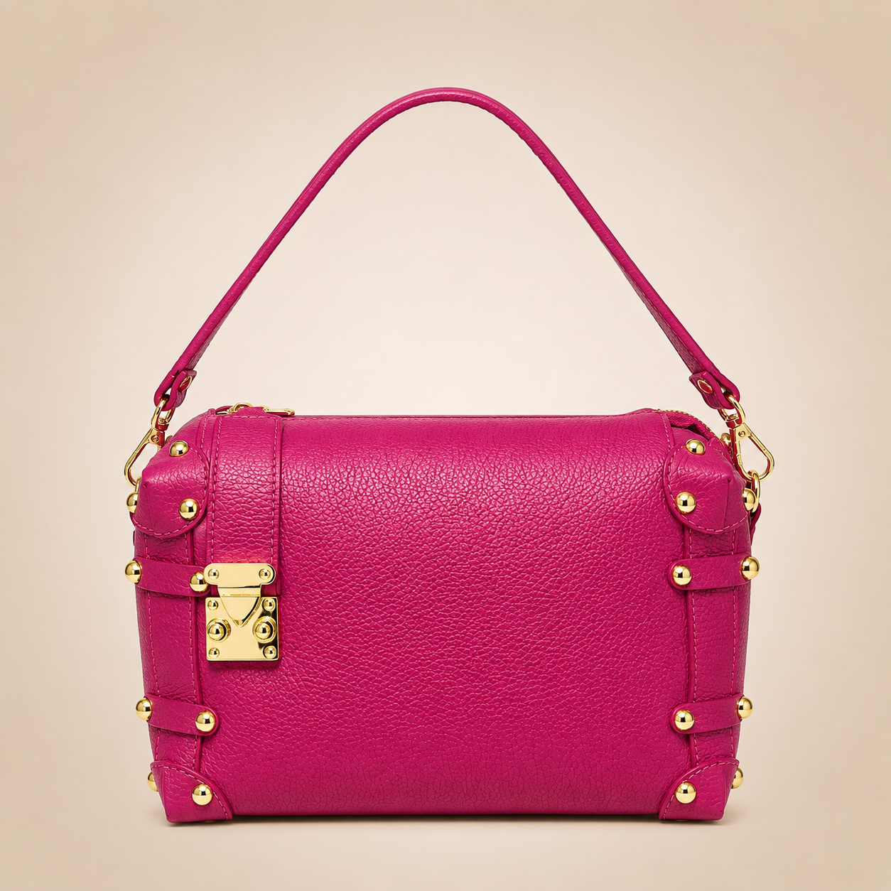Borsa Bauletto in Vera Pelle Fucsia