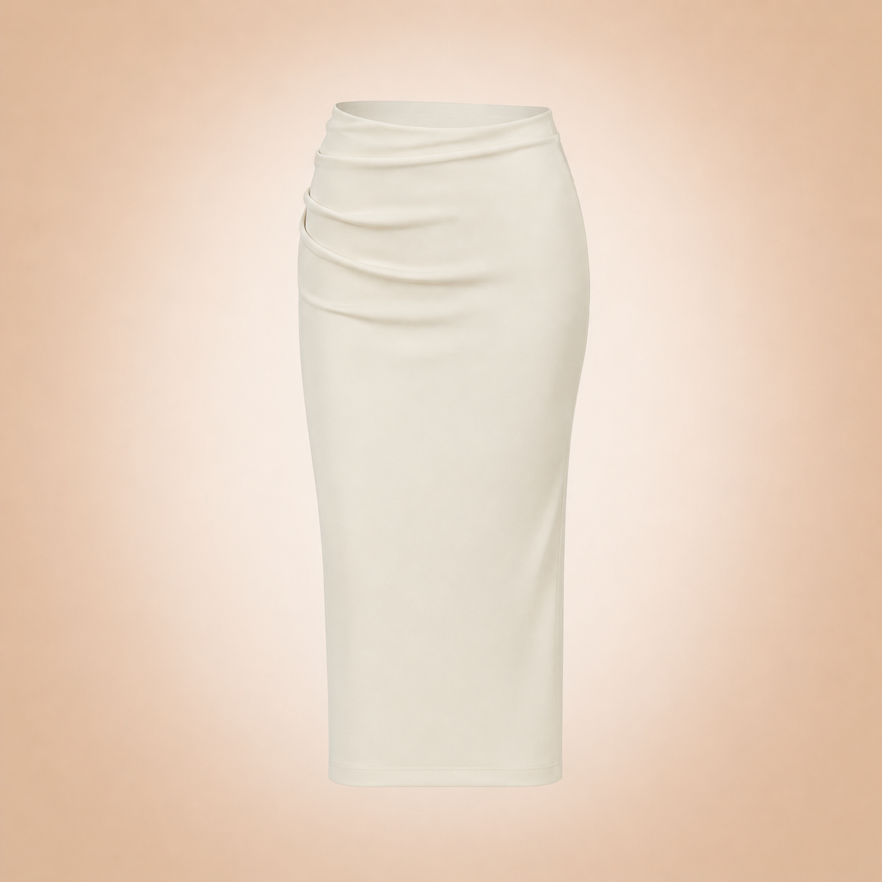 Gonna longuette panna con drappeggio
