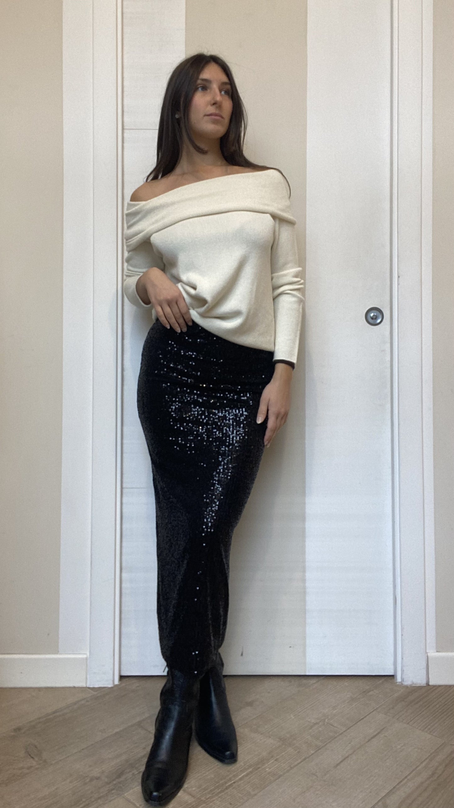 Gonna in paillettes nera
