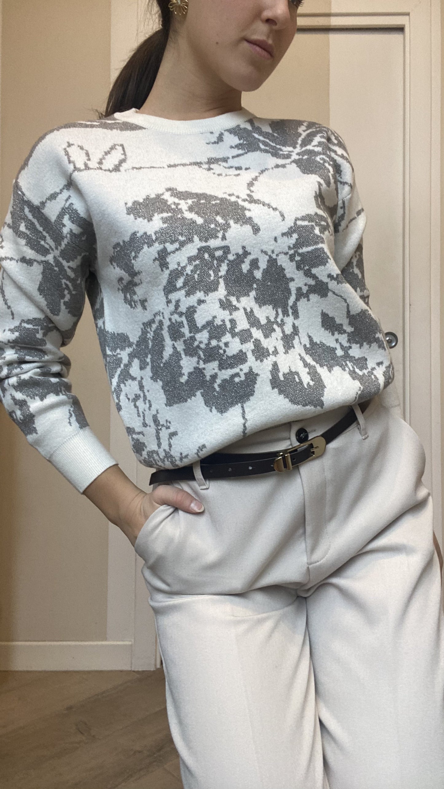 Maglione con disegno lurex