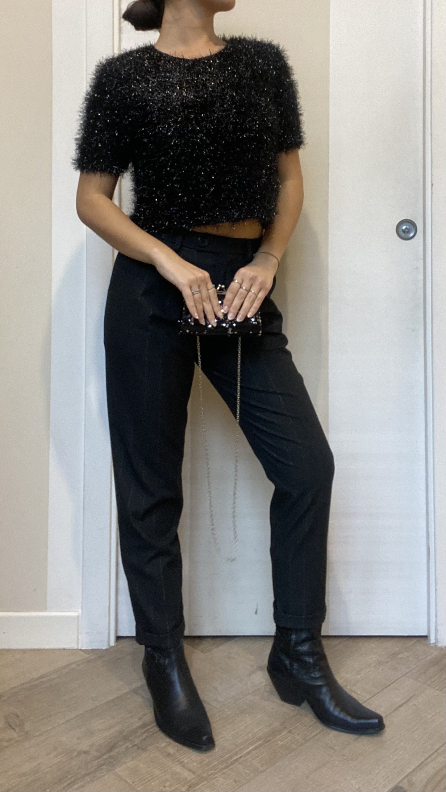 Pantaloni sigaretta gessati Grigi / Argento