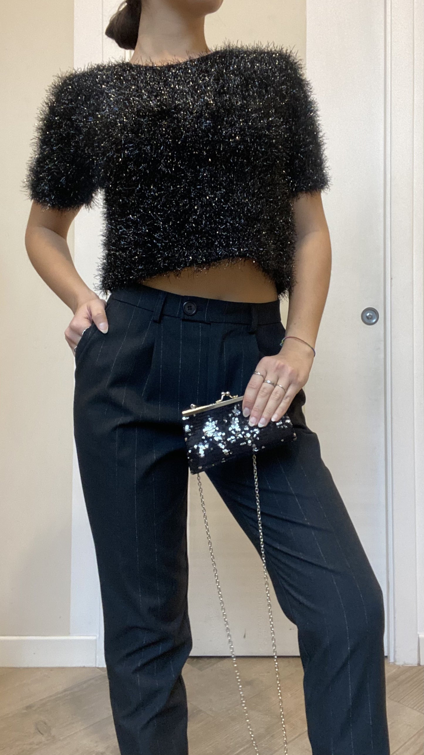 Pantaloni sigaretta gessati Grigi / Argento
