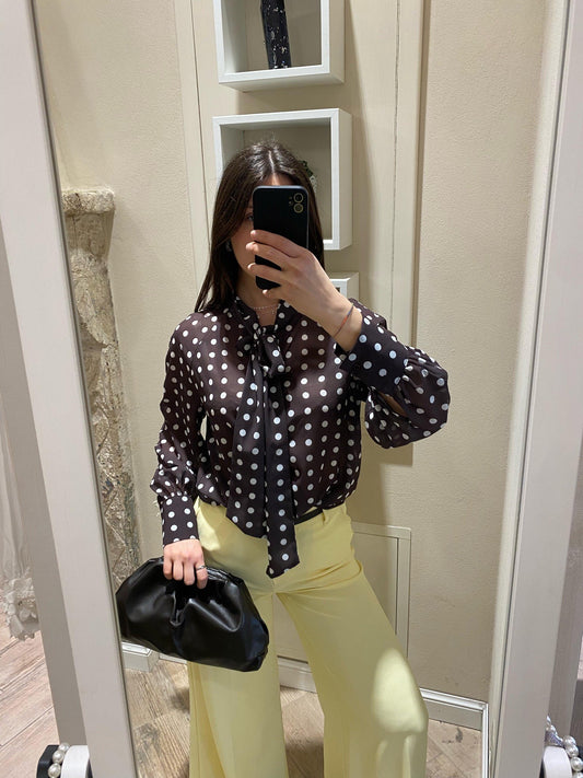 Camicia a pois marrone