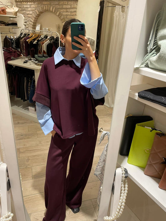 Pantalone bordeaux in felpa