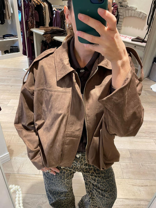 Bomber marrone in ecodaino
