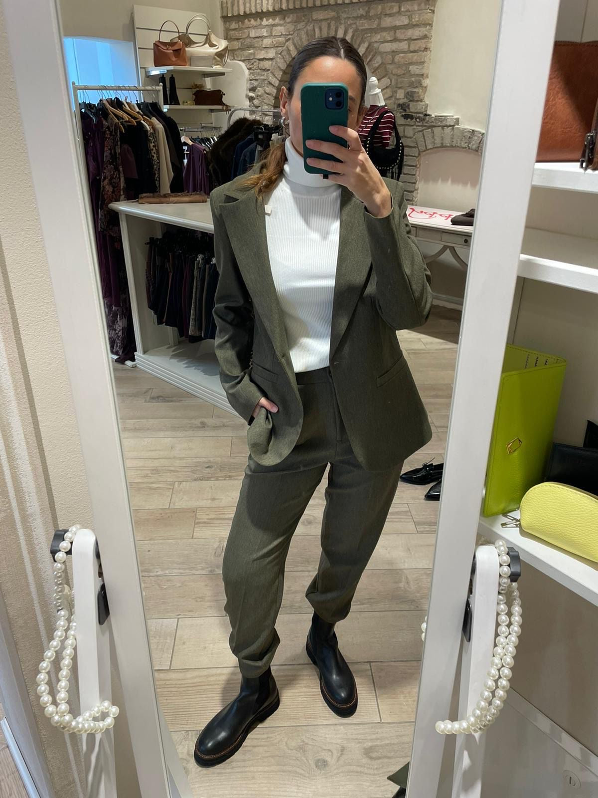 Pantalone sigaretta verde militare