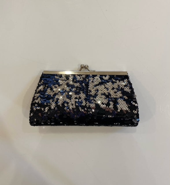 Pochette Con Paillettes Nera E Argento