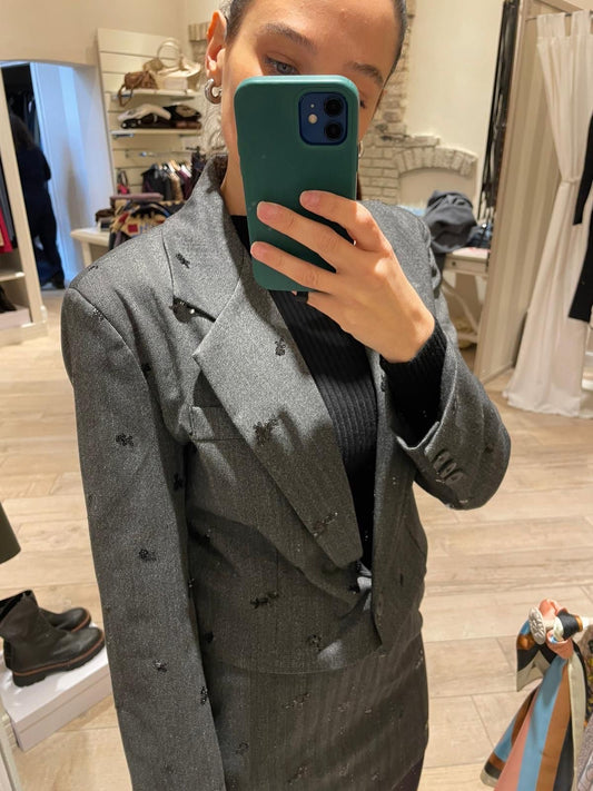 Giacca corta grigia con paillettes