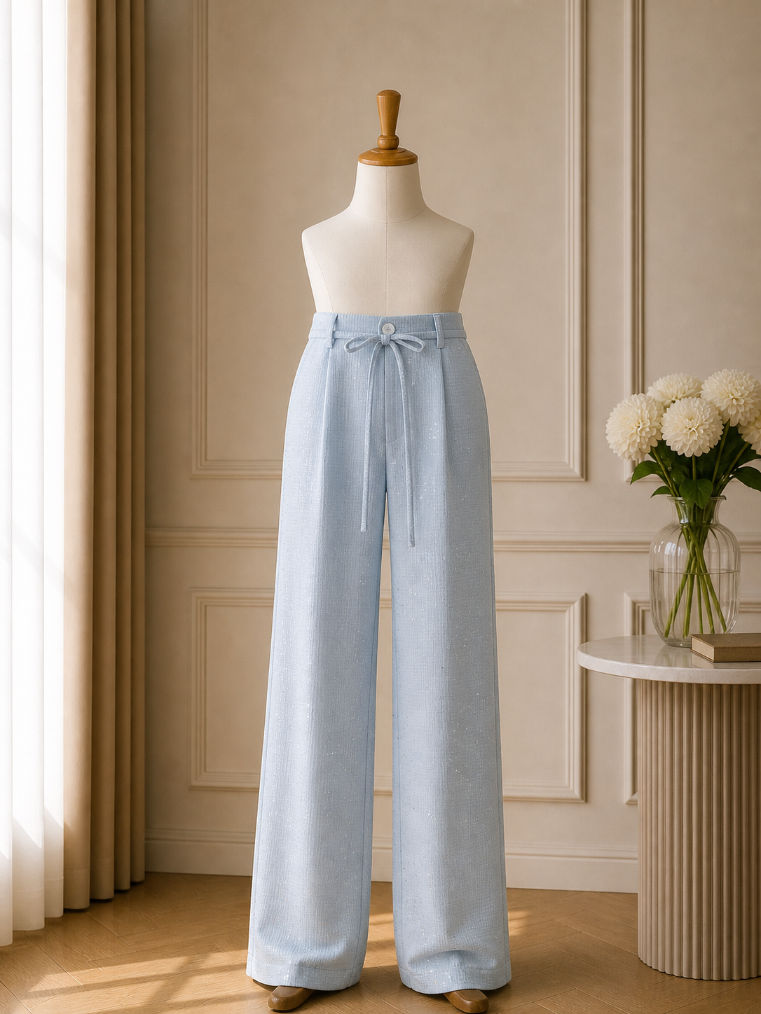 Pantalone Celeste con Brillantini – Linea Fluida
