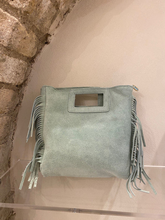 Borsa scamosciata con frange