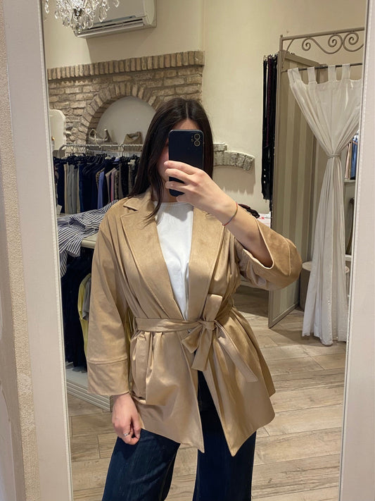 Giacca beige scamosciata