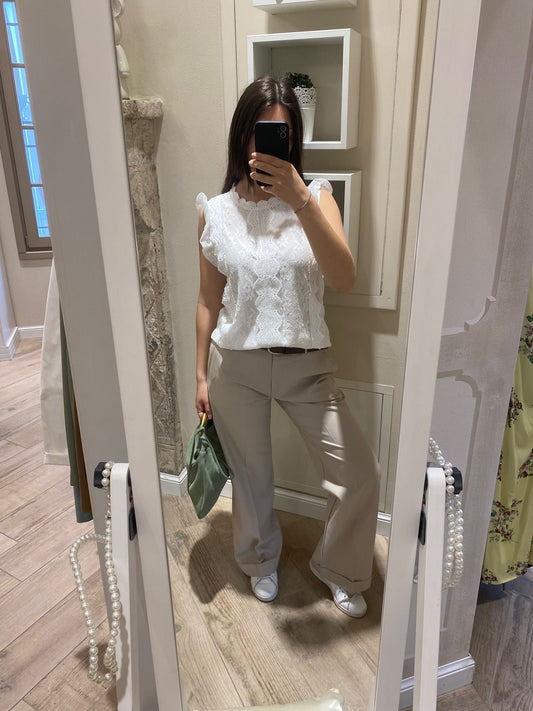 Pantaloni beige in lino