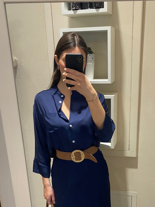 Camicia in viscosa blu navy