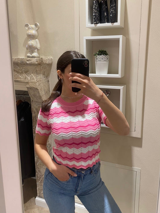 T shirt rosa zig zag