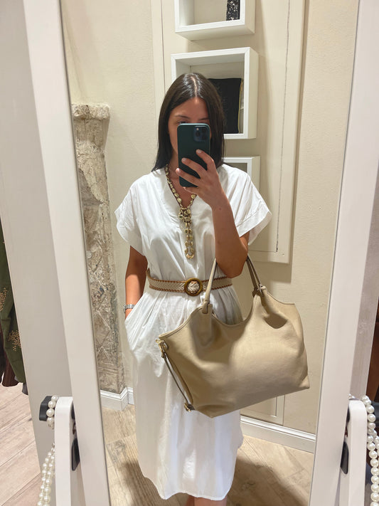 Vestito lungo bianco manica corta larga