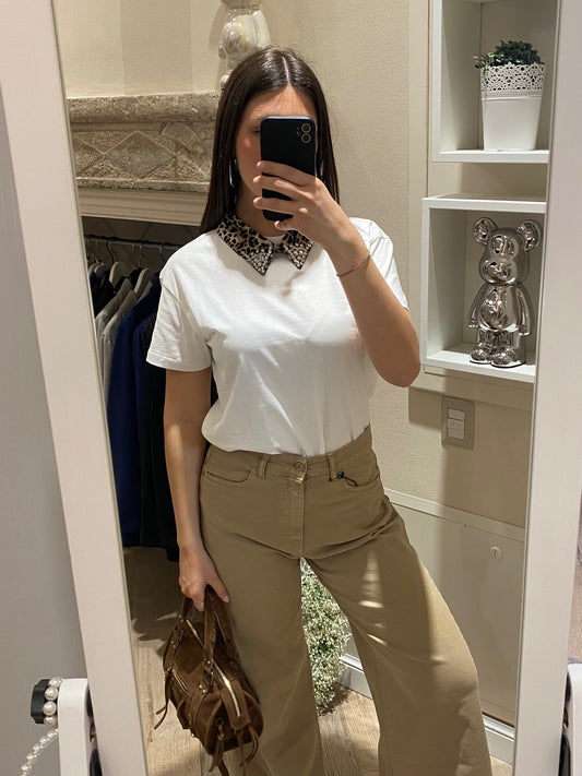 T-shirt colletto maculato