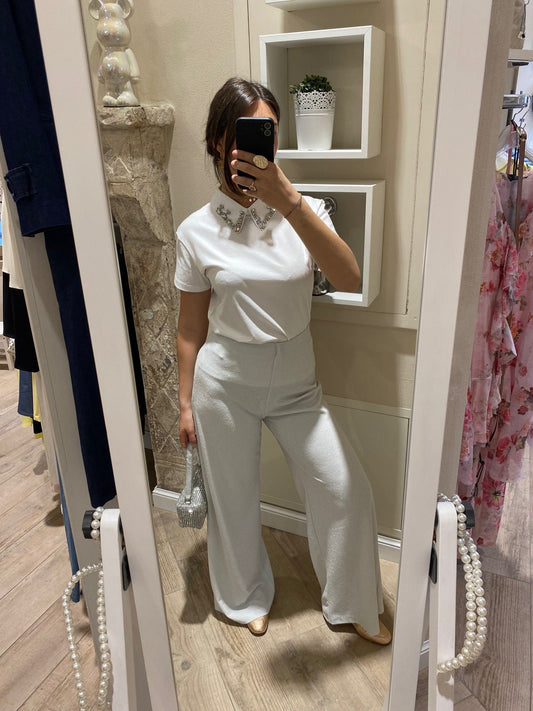 Pantalone lurex argento