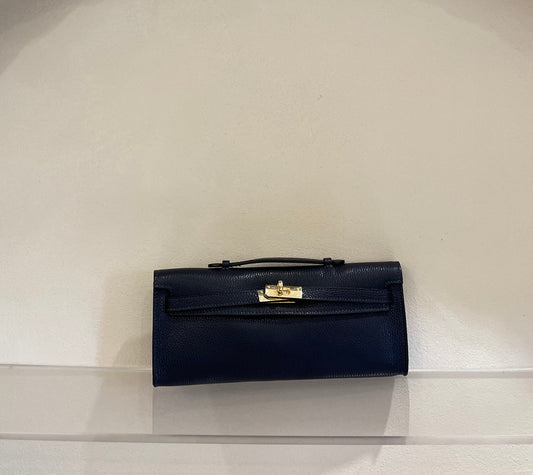 Pochette in pelle blu